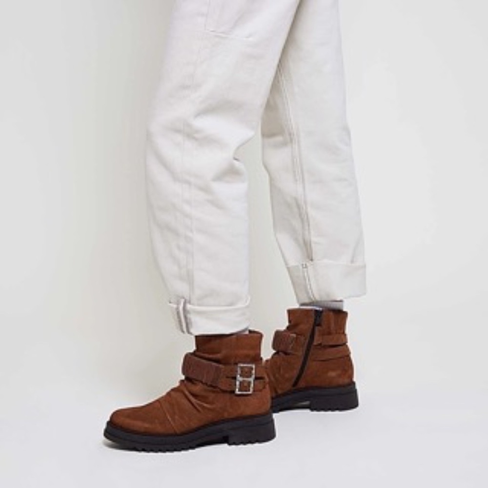 Mix Mooz Fanley Suede Buckle Ankle Bootie Hazelnut